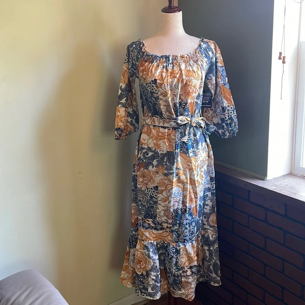 S Boston Proper Cotton Linen Dress A02‎ 6458